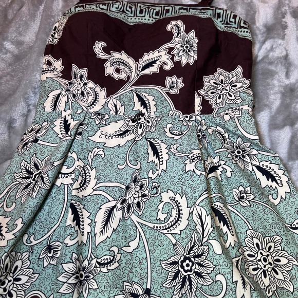 Madison Leigh Sundress Womens 8 Brown Paisley FLoral Midi Casual Boho Cottage - Picture 14 of 16